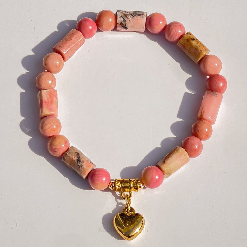 Natural Rhodonite Healing Beaded Bracelet - Inner Peace